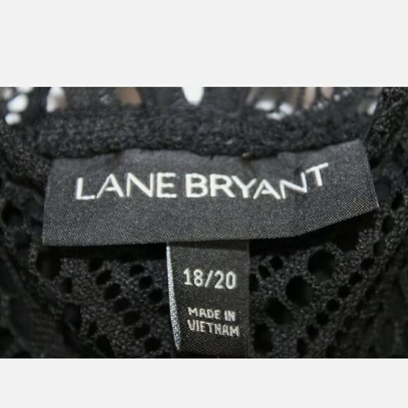 LANE BRYANT COLD SHOULDER LACE UPPER COTTON BOTTOM 18/20 BLACK DRESS NWT - Picture 5 of 7